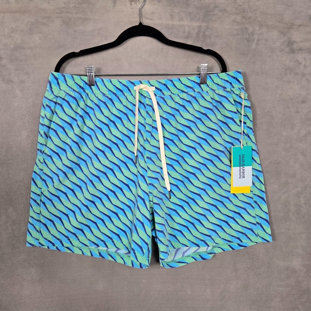 Fair Harbor swim Shorts Mens 3XL (38x5) Bungalow trunks green lined hybrid NWT